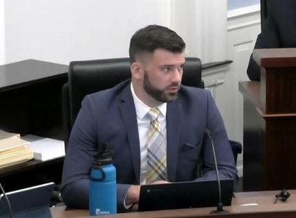 Dover City Councilor Robert Hinkel discusses a resolution condemning hate in response to recent white supremacist activity locally. He spoke during a council meeting Wednesday, July 27, 2022.
