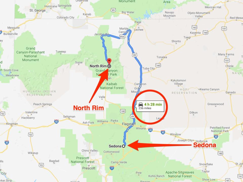 sedona to north rim