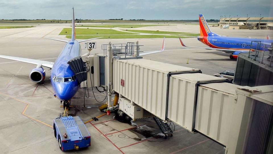 Southwest Airlines jets at Kansas City International Airport