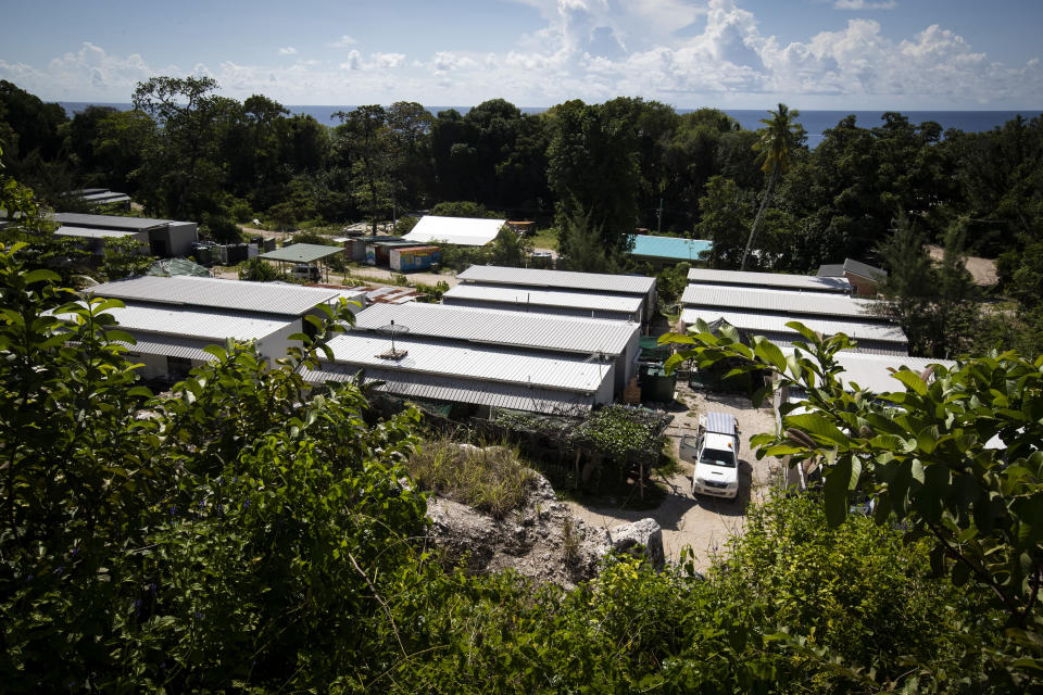 This Sept. 4, 2018, photo shows Nibok refugee settlement on Nauru. About 120 refugee children and teenagers are living on Nauru. (Jason Oxenham/Pool Photo via AP)