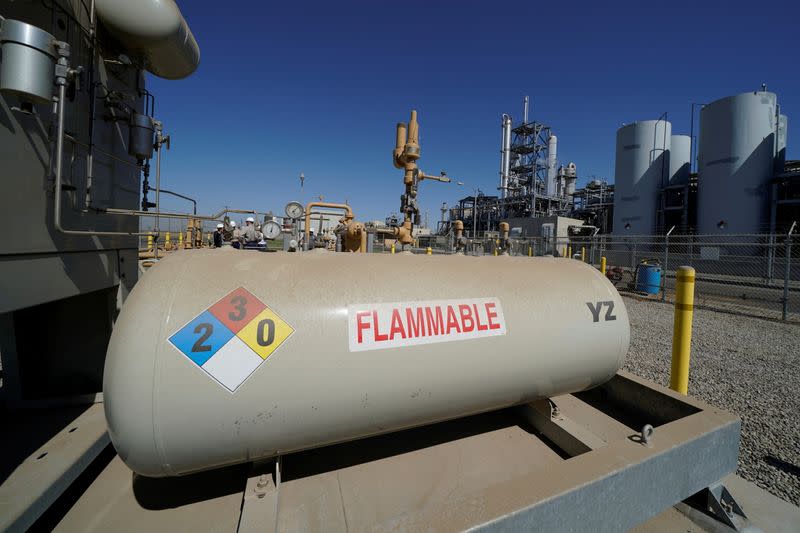 FILE PHOTO: Natural gas is transferred into the SoCalGas system after being collected and purified at a Calgren collection facility in Pixley, California