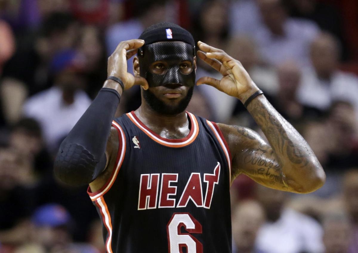 Who remembers when LBJ wore the black mask? 👑  Lebron james miami heat,  Lebron james, Lebron james mask