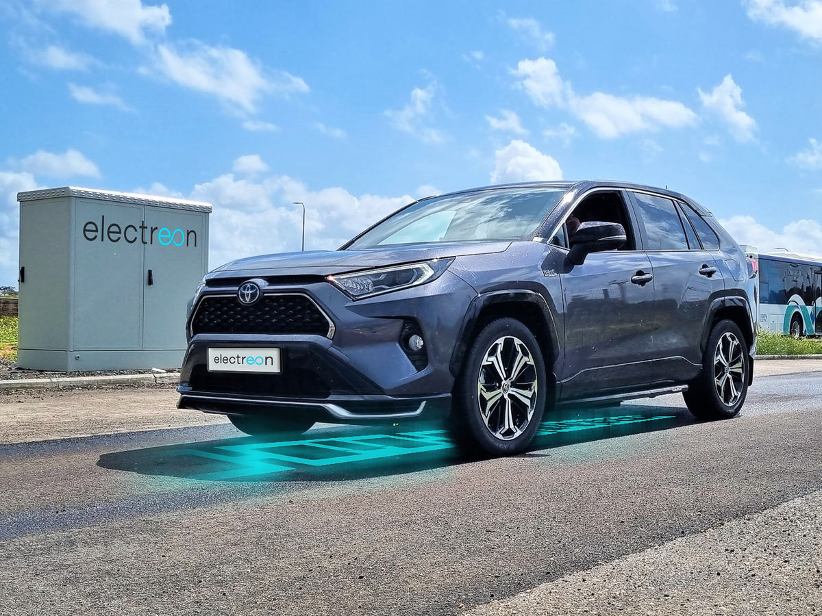 A Toyota RAV4 covered 1,942 on 22 May, 2023, driving on a specially designed electric road built by wireless charging startup Electreon (Electreon)