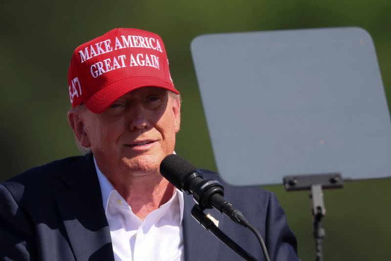 Former U.S. President and Republican presidential candidate Donald Trump holds a campaign event in Chesapeake