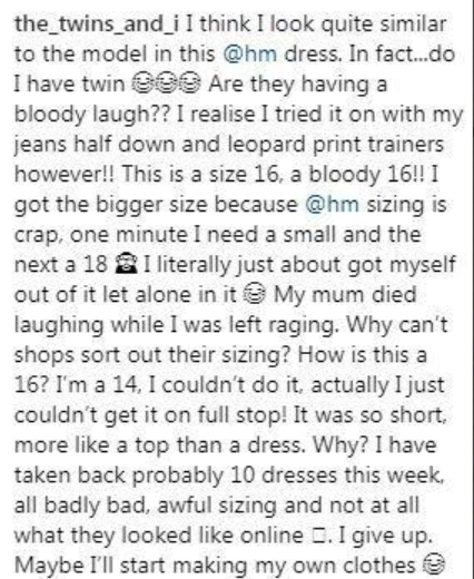 Claire took to the caption to write a scathing rant about the brand. Photo: Instagram