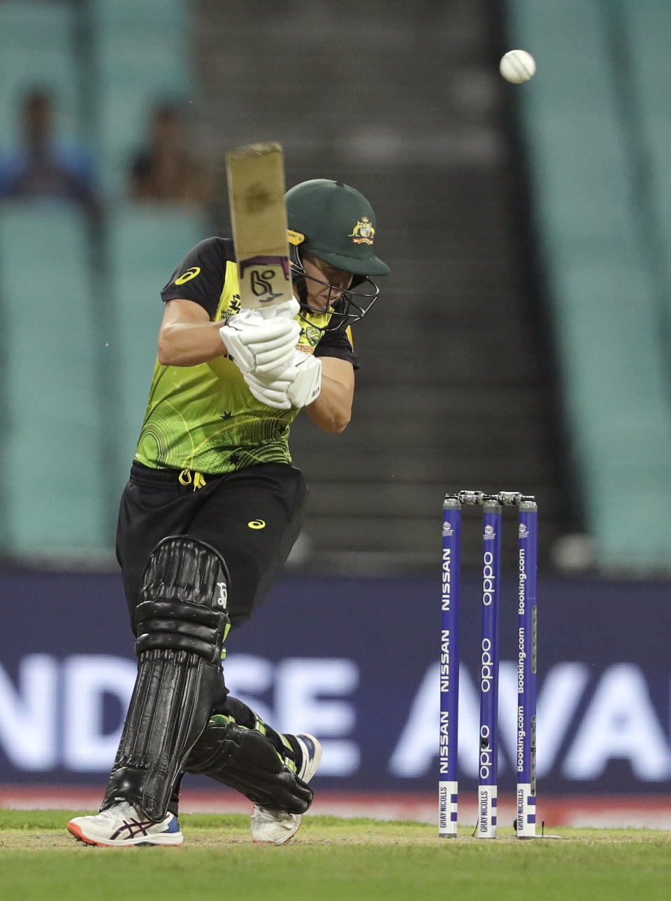 Australia's Alyssa Healy plays at the ball during the Women's T20 World Cup cricket semifinal match between South Africa and Australia at the Sydney Cricket Ground in Sydney, Australia,Thursday, March 5, 2020.(AP Photo/Rick Rycroft)