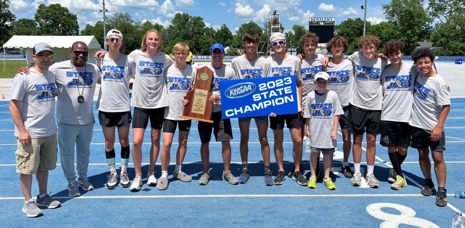 The Walton-Verona boys track team won a Kentucky High School Athletic Association Class 1A team championship Thursday, June 1, 2023.