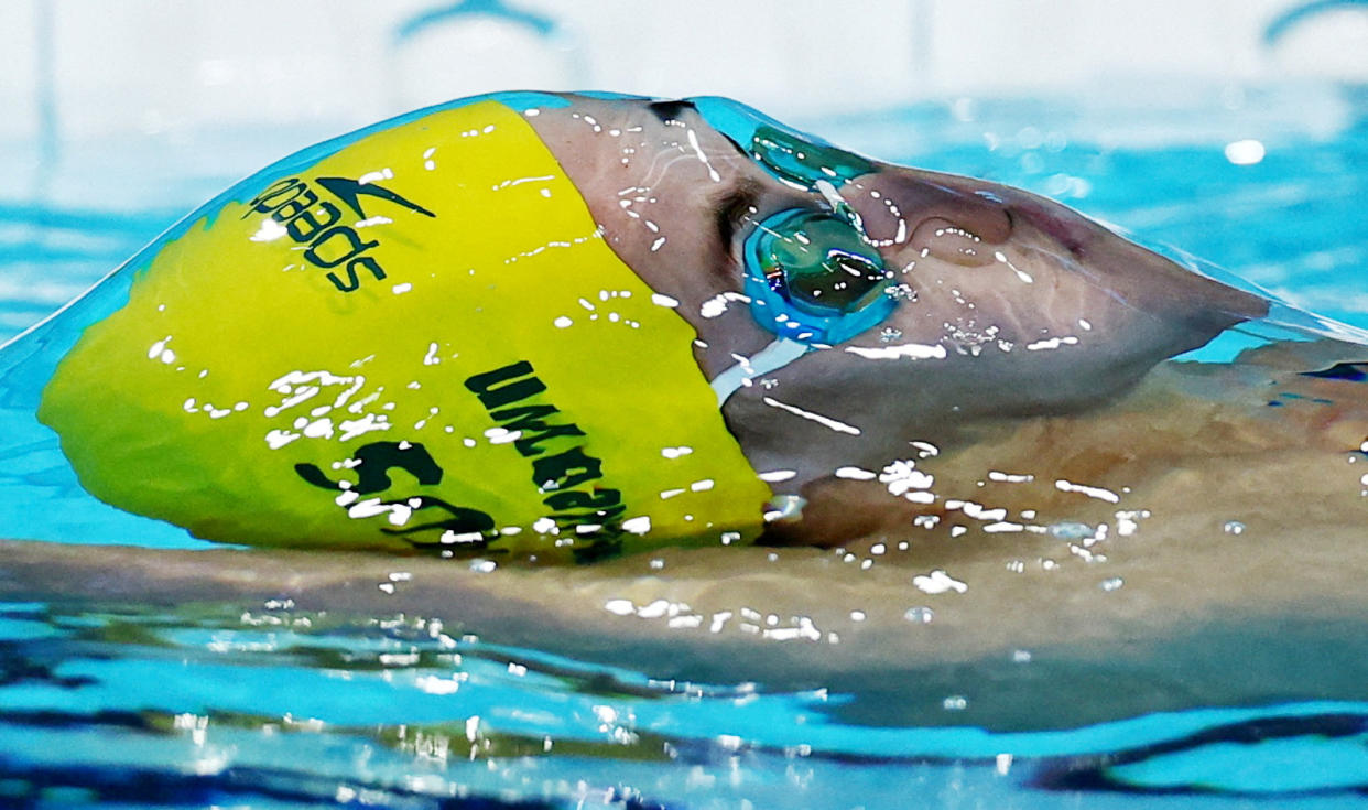 Kaylee McKeown of Australia in action during the Women's 100m Backstroke Final on July 30, 2024. (Ueslei Marcelino/Reuters)