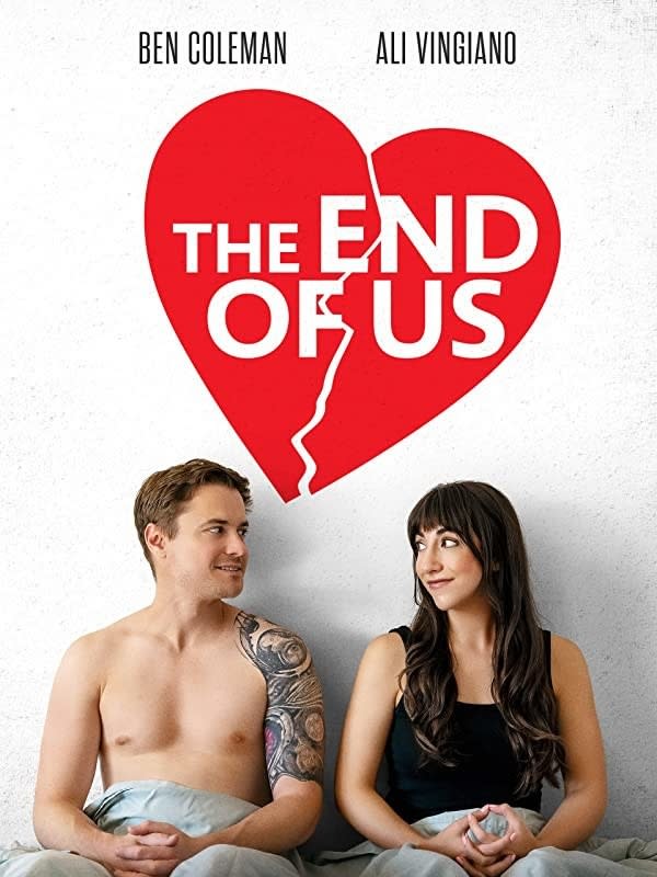 movie poster with leah and nick in bed below a graphic of a broken heart