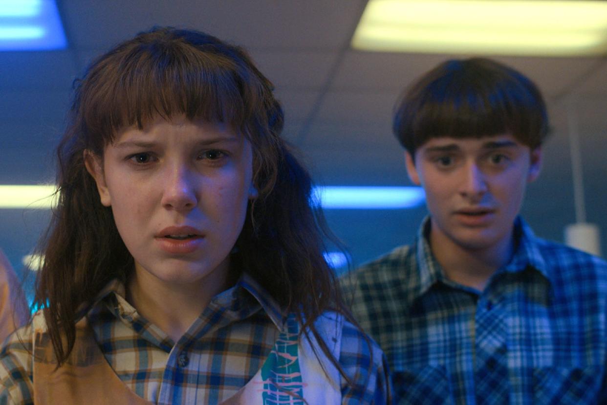 Millie Bobby Brown as Eleven and Noah Schnapp as Will Byers in "Stranger Things" Season 4