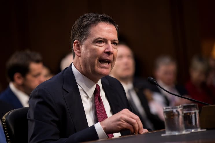 Former FBI Director James Comey testifies before the Senate i9ntelligence committee