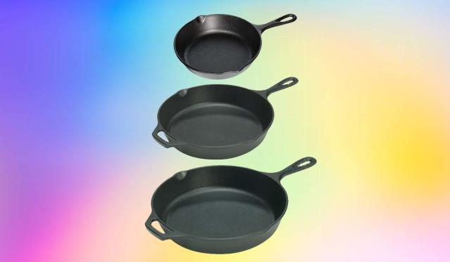 Lodge 7-Piece Essential Pre-Seasoned Cast Iron Skillet Set - Includes 8  and 10 1/4 Skillets, 10 1/2 Griddle, Silicone Handle Holder, Silicone