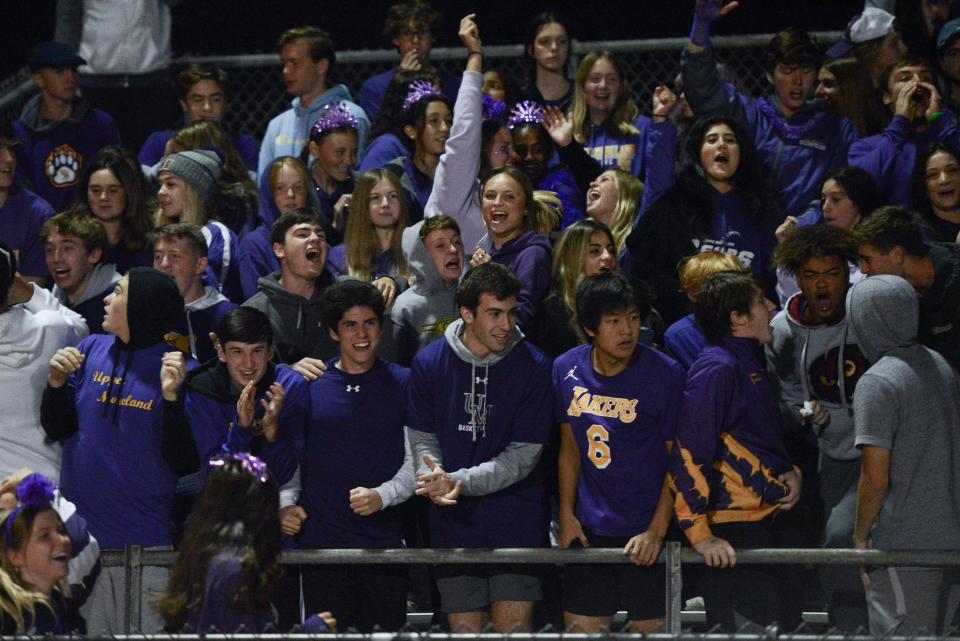 Upper Moreland students cheer during the game against Plymouth Whitemarsh on Friday, Oct 22nd. Upper Moreland fell to Plymouth Whitemarsh 31-28.