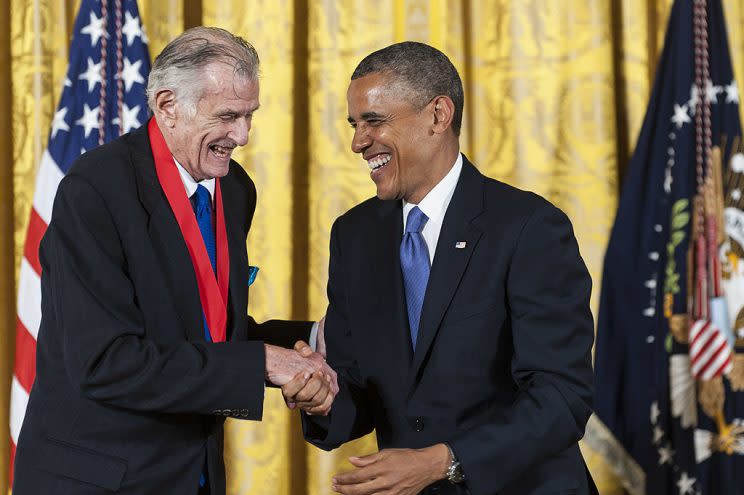 In 2012, President Barack Obama presented a National Humanities Medal to Frank Deford. (Getty file photo)