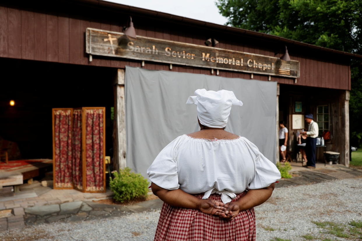 In honor of Juneteenth, Ubunibi-Afia Short prepares to portray Nancy, a slave of Elihu Embree, the editor of 