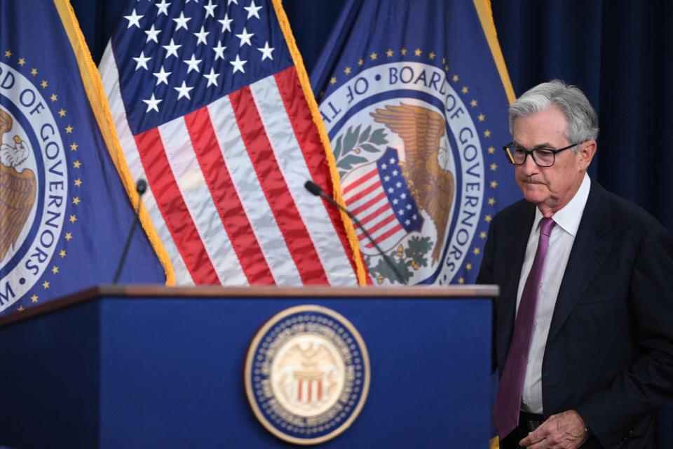 Federal Reserve Board Chairman Jerome Powell arrives to speak during a news conference following the Federal Open Market Committee meeting, at the Federal Reserve in Washington, DC, on June 14, 2023. The US Federal Reserve voted Wednesday to pause its aggressive campaign of interest rate hikes despite 