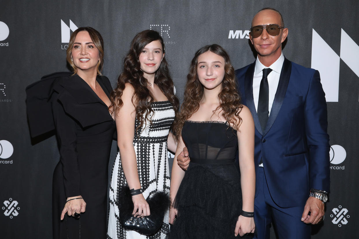 MEXICO CITY, MEXICO - AUGUST 21:  Andrea Legarreta, Mia Rubin Legarreta, Nina Rubin Legarreta and Erik Rubin attend the Premios Metropolitanos de Teatro 2019 at Plaza Carso on August 21, 2019 in Mexico City, Mexico.  (Photo by Victor Chavez/Getty Images)