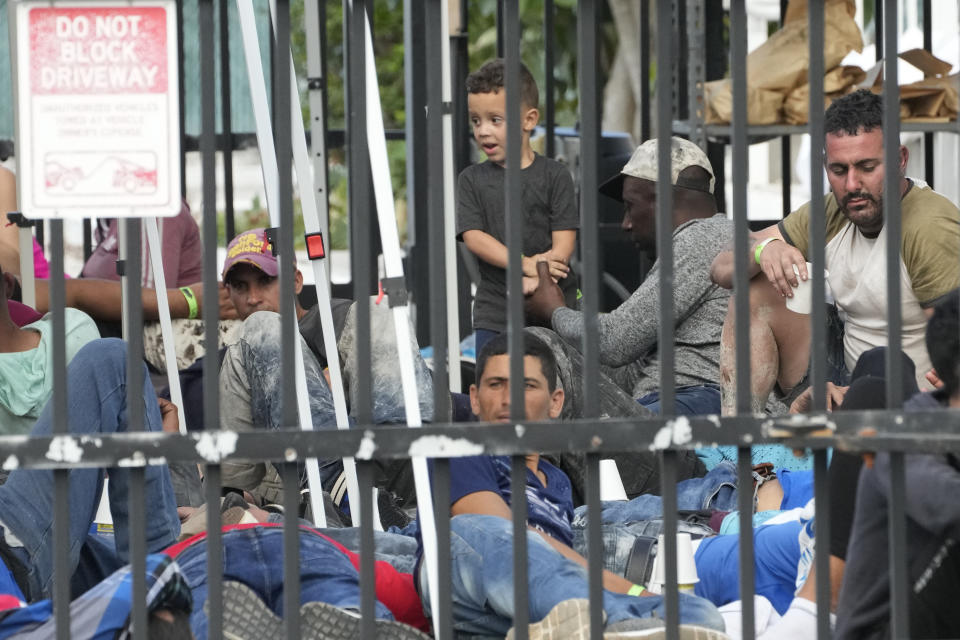 Migrants at a Border Patrol station in Marathon, Fla.