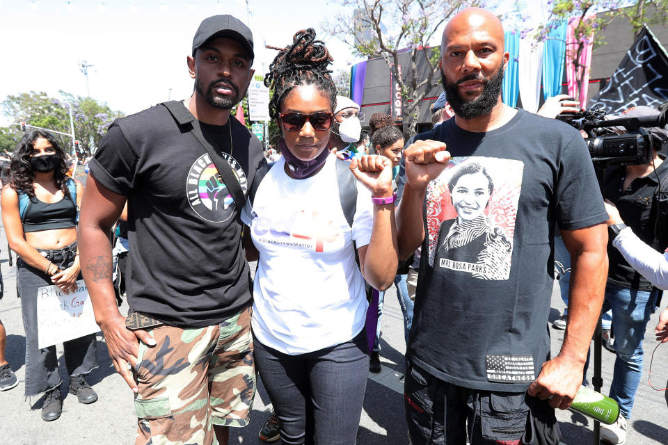 <p>Tiffany Haddish and rumored boyfriend Common join a friend at a Black Lives Matter protest in L.A. on Sunday. </p>