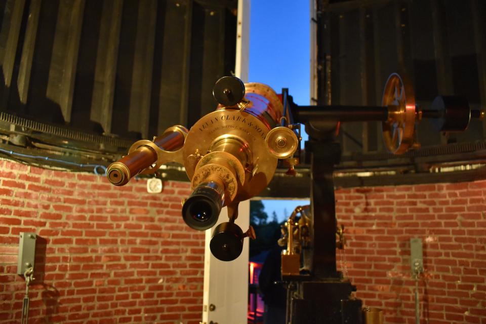 The observatory's 8-inch Alvan Clark refractor telescope, received by Frank Seagrave in 1878. It has since been refurbished and has shown no loss of image quality.