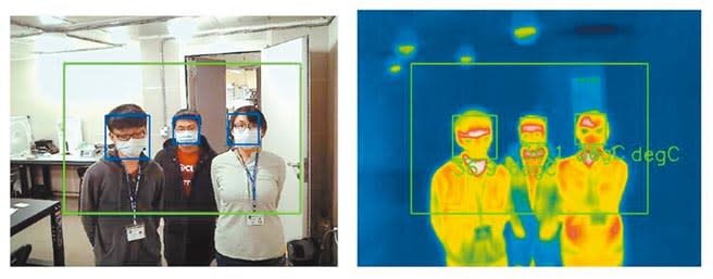 國衛院研發新型紅外線測溫儀的原型機，可對多人同時測溫，並分辨非人體溫物品。（謝明俊攝）