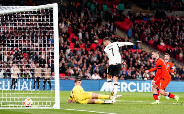 Nick Pope's error allowed Kai Havertz to equalise for Germany in Monday's thrilling 3-3 Nations League draw