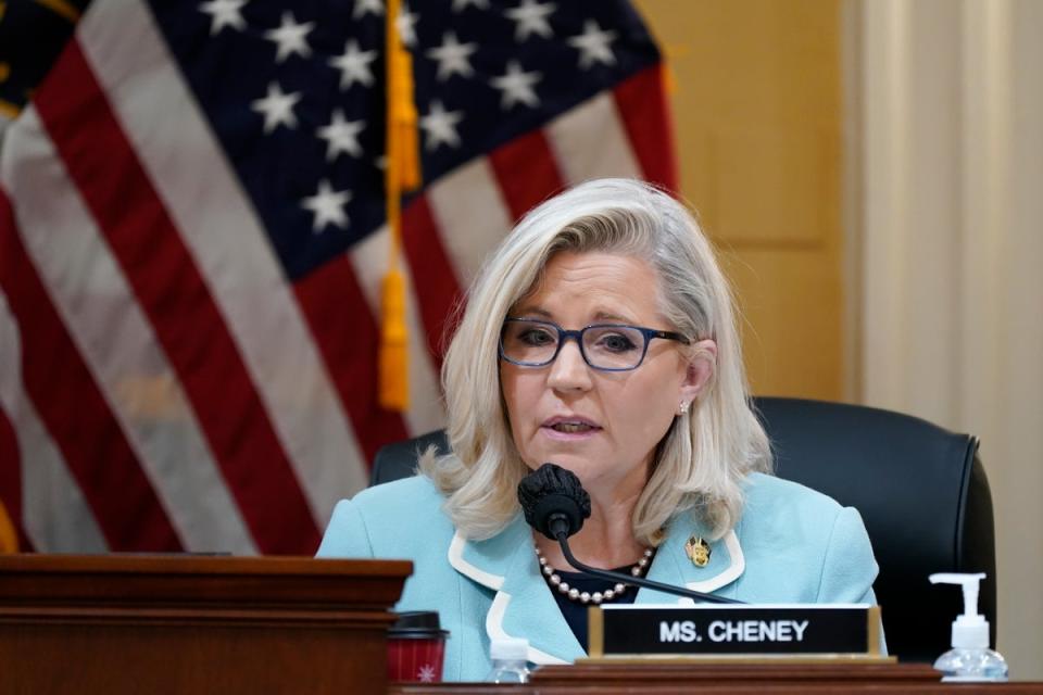 Vice Chair Liz Cheney, R-Wyo., speaks as the House select committee investigating the Jan. 6 attack on the U.S. Capitol meets to reveal its findings of a year-long investigation, at the Capitol in Washington, Monday, June 13, 2022 (AP)