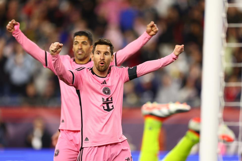 Lionel Messi scored two goals in Inter Miami's 4-1 win over the New England Revolution on April 27.