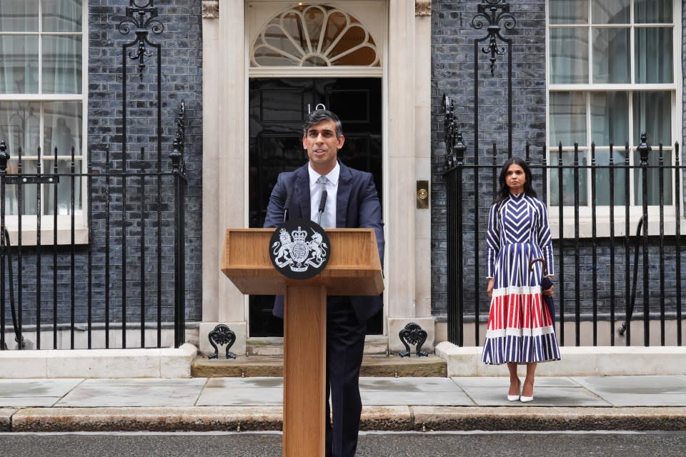 Outgoing Conservative Prime Minister Rishi Sunak gives a speech in Downing Street, Photo credit: James Manning/PA Wire