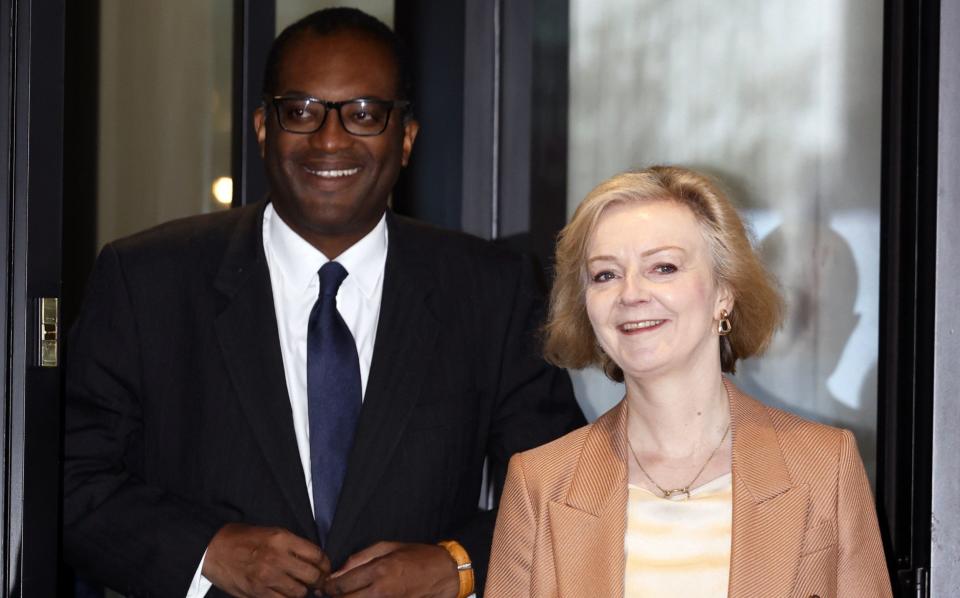 Liz Truss and Kwasi Kwarteng at the Tory Conference in Birmingham on Tuesday - Geoff Pugh for The Telegraph