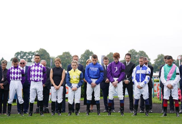 Jockeys were among those to pay tribute at Doncaster (Tim Goode/PA)