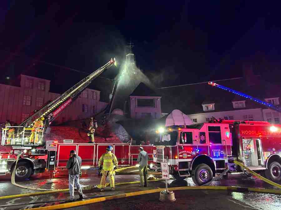 A fire broke out in the attic of the Historic Timberline Lodge on Thursday, April 18 (Clackamas Fire)