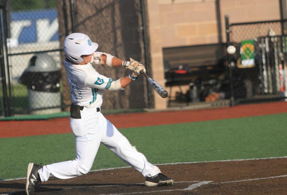 Granville's Nolan Tracy hits for the Ohio Bison 17U/18U in a 5-4 victory over the Dayton Sluggers 17U on Friday.