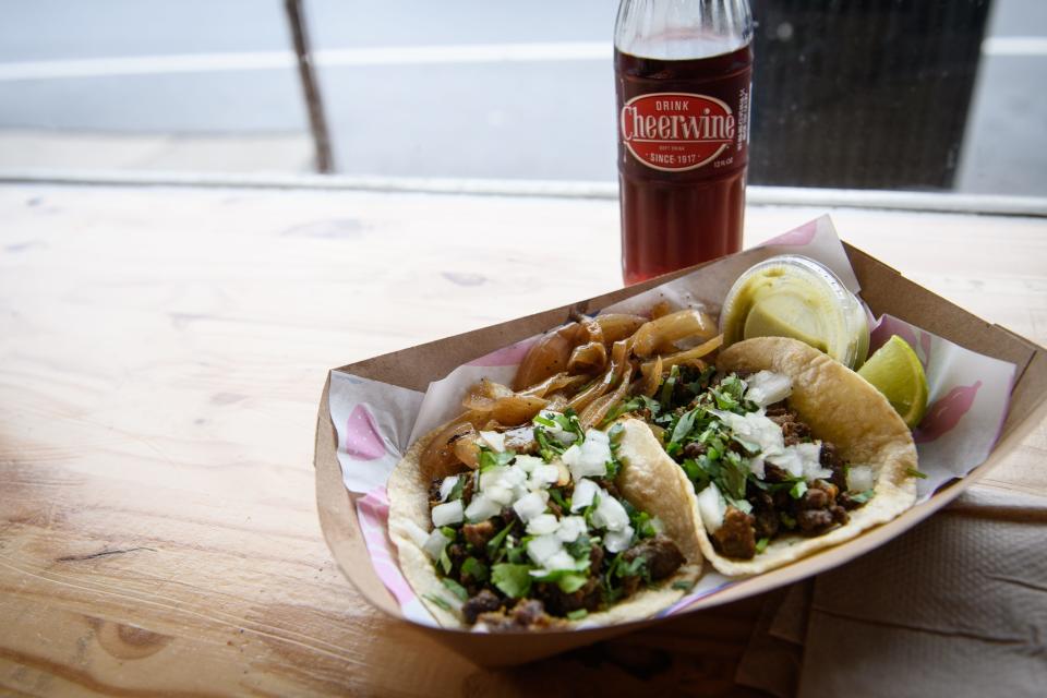 A couple of carne asada  tacos at Fonda Lupita restaurant at 129 W. Main St. in Sanford.