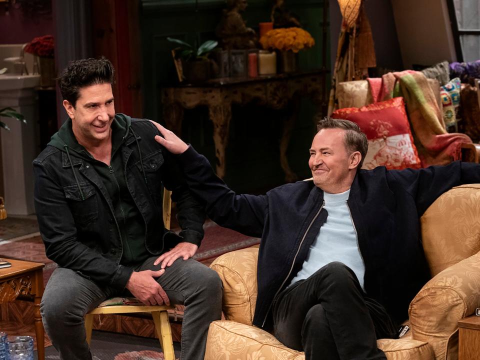 David Schwimmer and Matthew Perry in the Friends reunion (HBO Max/Terence Patrick)