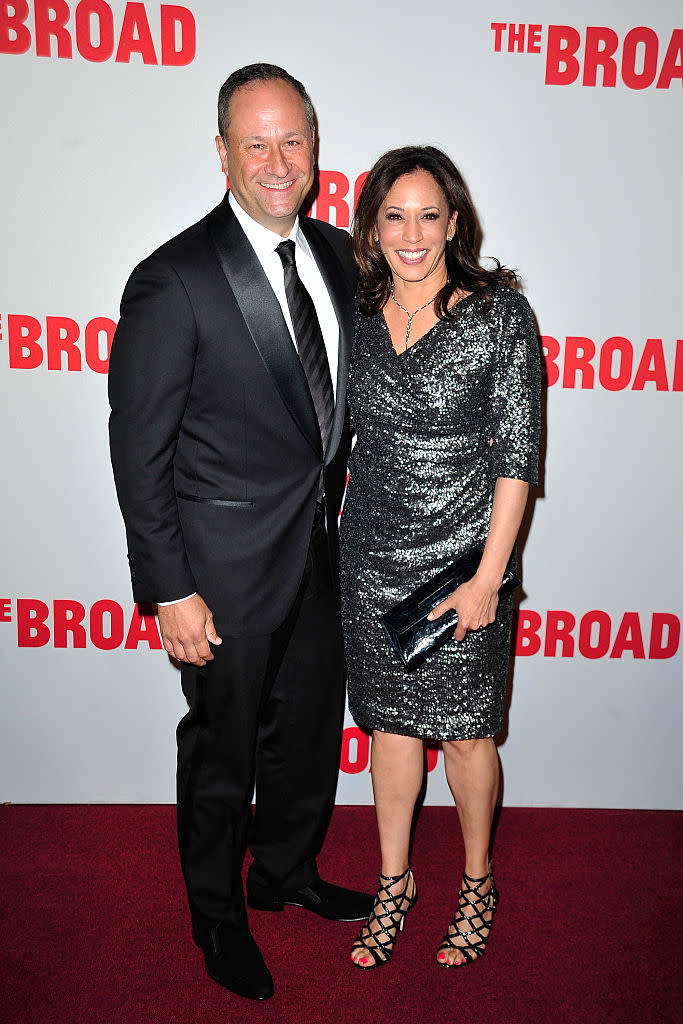 LOS ANGELES, CA - SEPTEMBER 17:  Douglas Emhoff and Kamala Harris attends The Broad Museum Black Tie Inaugural Dinner at The Broad on September 17, 2015 in Los Angeles, California.  (Photo by Jerod Harris/Getty Images)