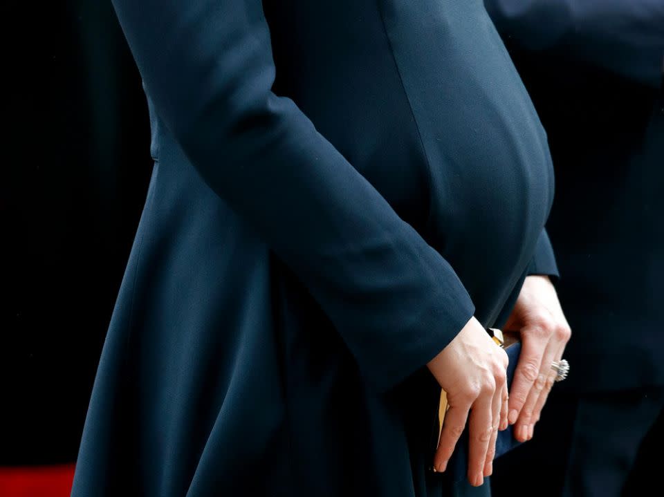 People have noticed her bump is bigger this time around. Photo: Getty