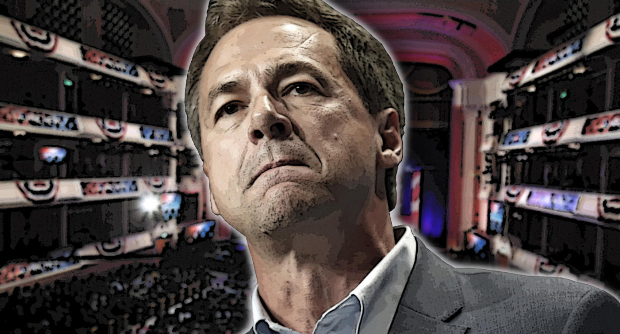 Democratic presidential candidate Steve Bullock.  (Photo illustration: Yahoo News; photos: Charlie Neibergall/AP, Randall Hill/Reuters)