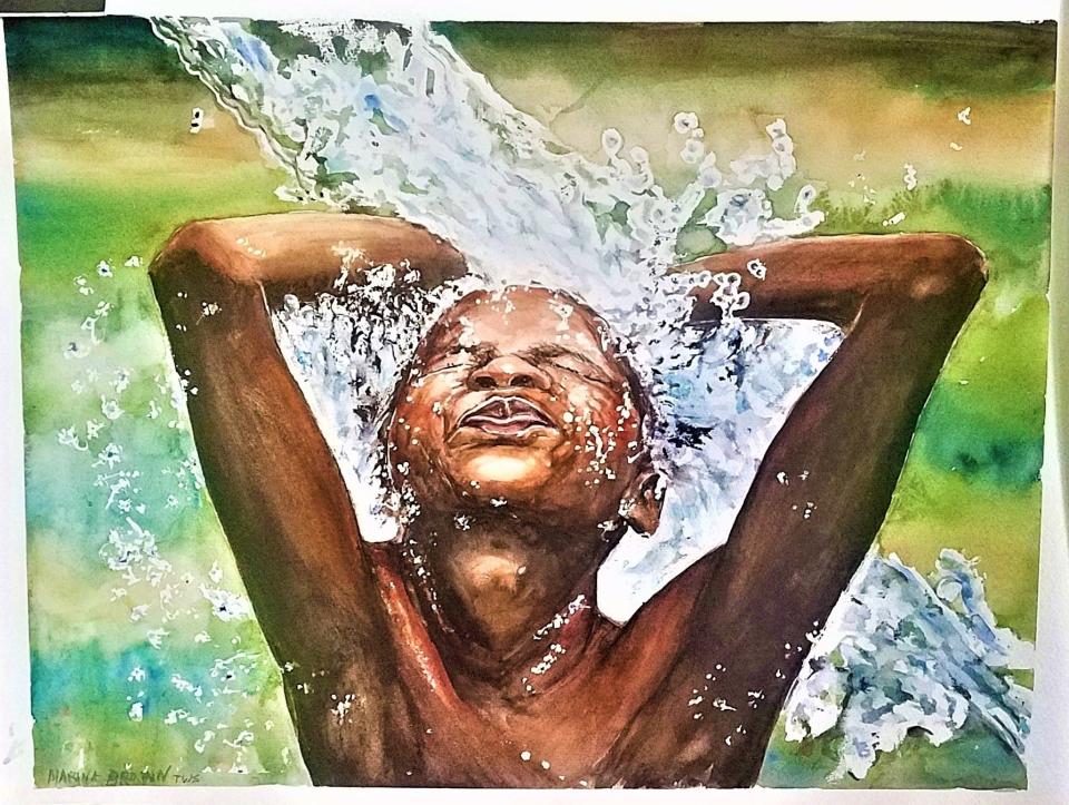 Third Place award was given to Marina Brown for her watercolor, "Sun Bath with Water" at the 35th Art in Gadsden show Aug. 4, 2023.