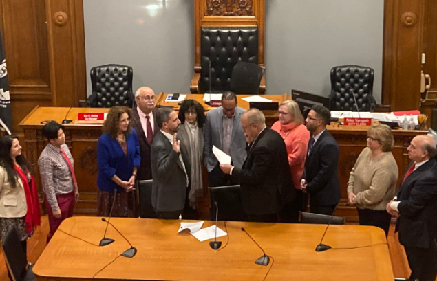 Eric Batista is sworn in as the city manager of Worcester.