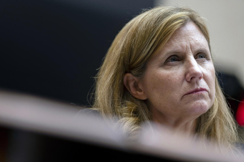 University of Pennsylvania President Liz Magill listens to a question during a hearing of the House Committee on Education on Capitol Hill, Tuesday, Dec. 5, 2023 in Washington. (AP Photo/Mark Schiefelbein)