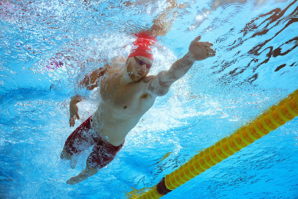 England's Adam Peaty trains at the Sandwell Aquatics Centre in Birmingham  (AFP via Getty Images)