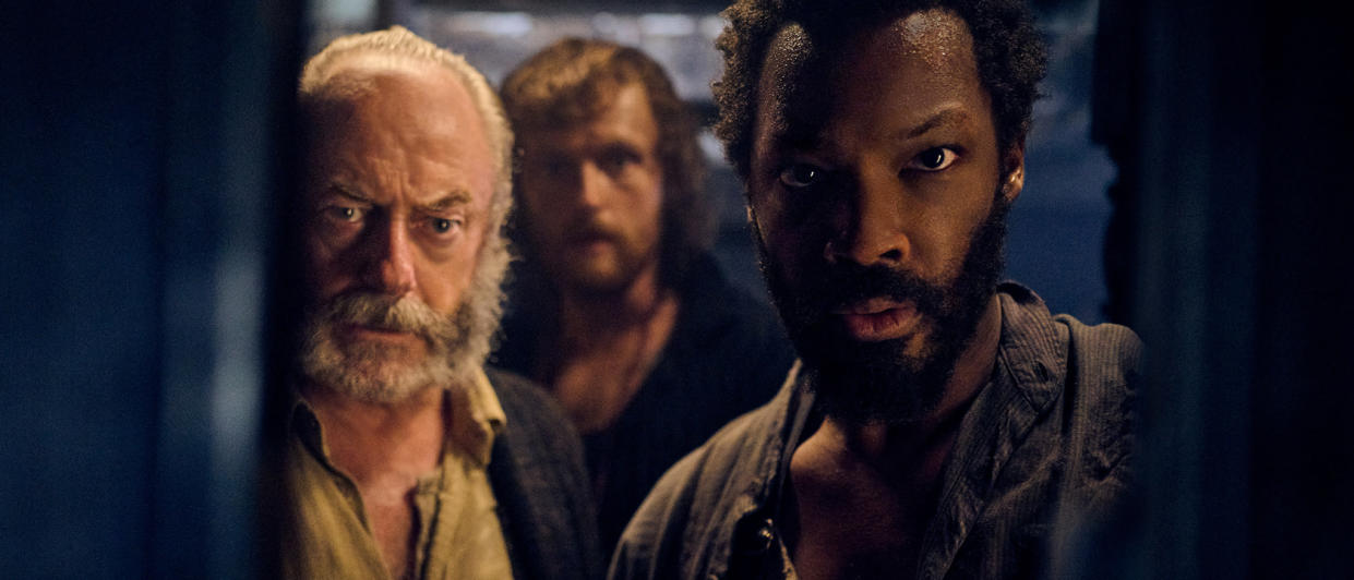  Liam Cunningham and Corey Hawkins in The Last Voyage Of The Demeter 