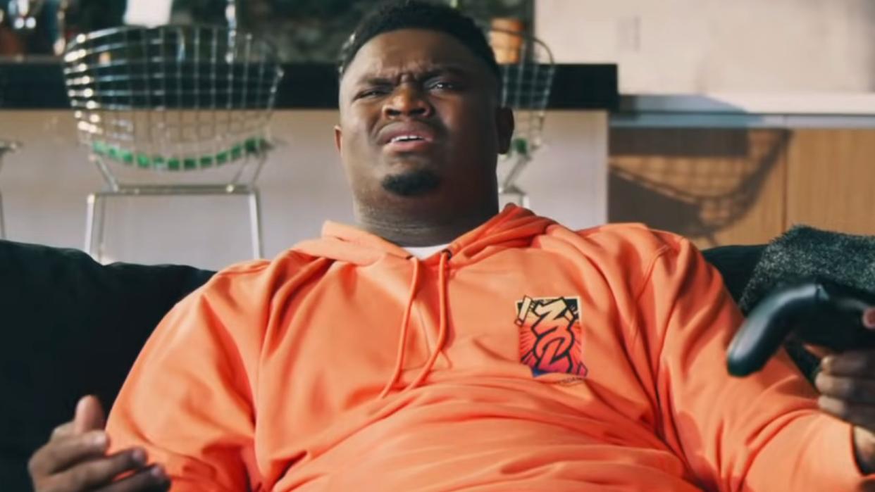  Zion Williamson playing video games in a MTN Dew ad 