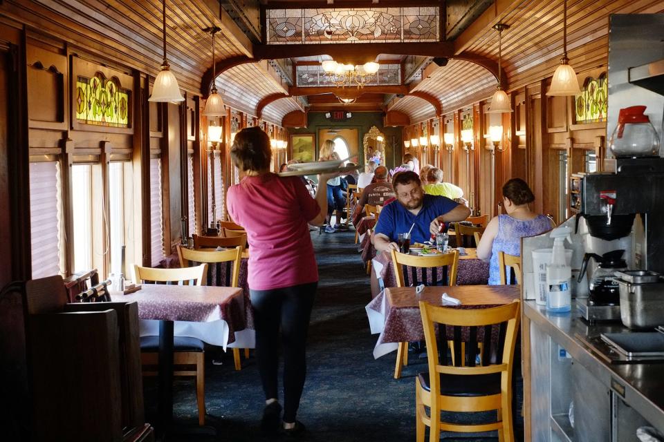 The restored railcar at Clara's Restaurant in Lansing on June 20, 2016.