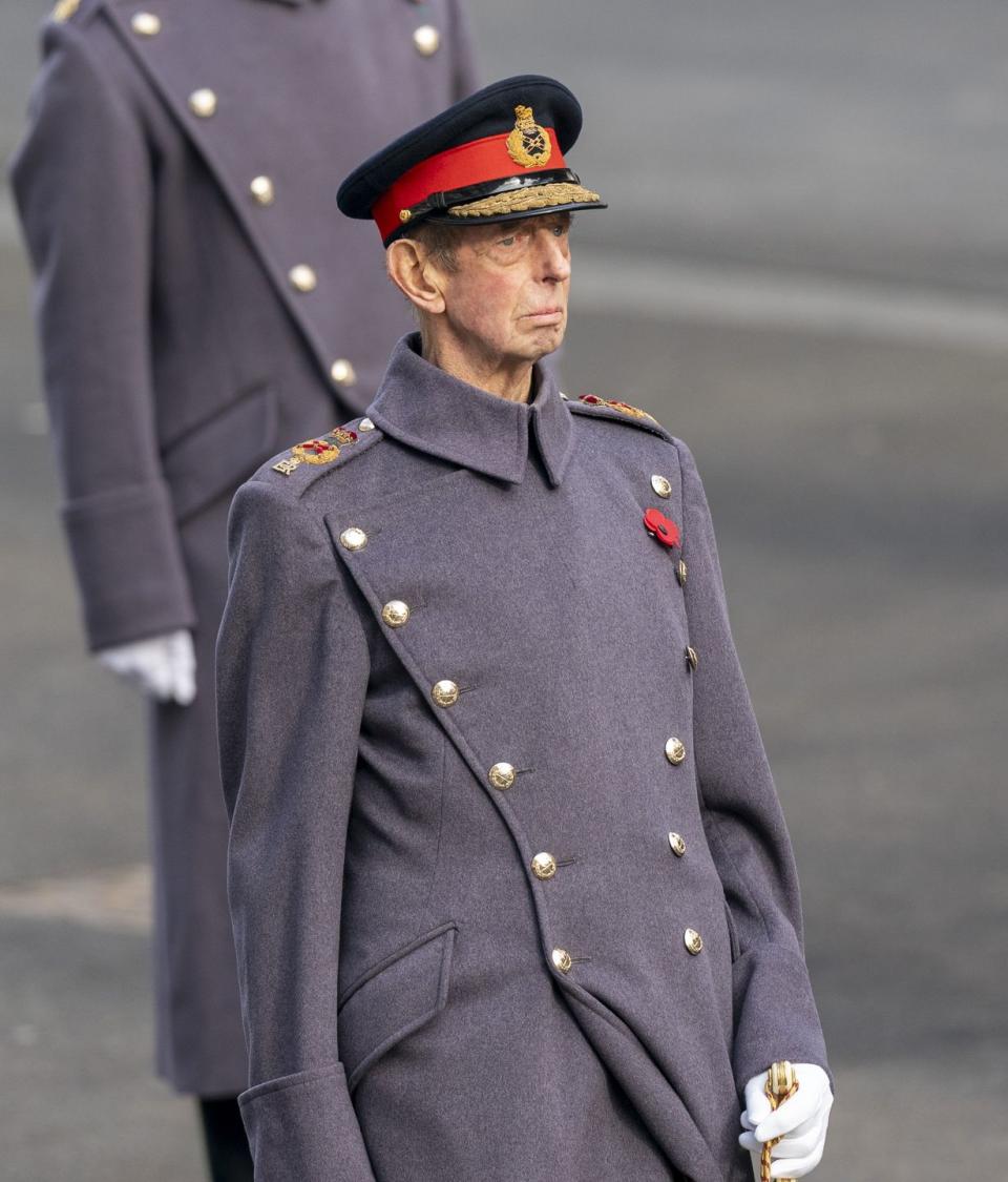 <p>Per the royal family's website, "The Duke of Kent is passionate that future generations should be encouraged to remember the sacrifice made by so many during the conflicts of World War I and World War II." He is closely involved in war commemoration; he's pictured here at the 2020 National Service Of Remembrance. </p>