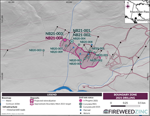 Map 2: Boundary Zone 2021 drilling.