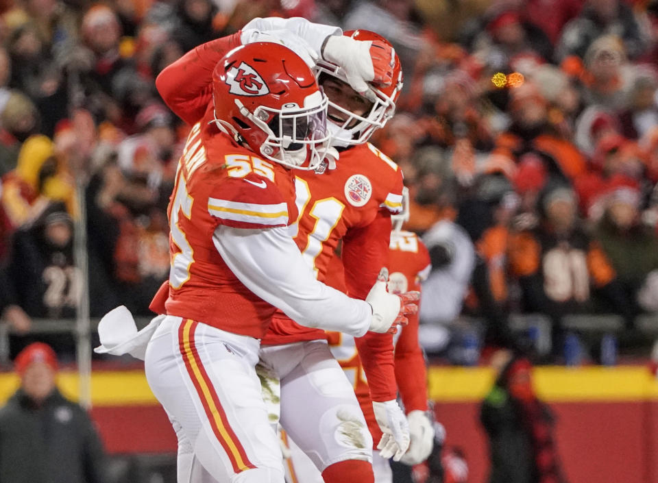 Trent McDuffie (21) is one of the rookies making a big impact on defense for the Chiefs this season. (Denny Medley-USA TODAY Sports)