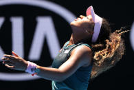 Tennis - Australian Open - Third Round - Melbourne Park, Melbourne, Australia, January 19, 2019. Japan's Naomi Osaka reacts during the match against Taiwan's Hsieh Su-Wei. REUTERS/Lucy Nicholson