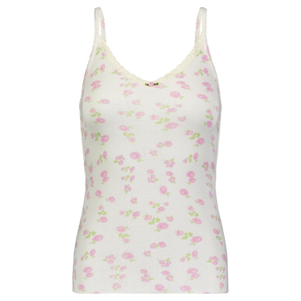 <p>polkadot-england.com</p><p><strong>$72.00</strong></p><p><a href="https://polkadot-england.com/collections/rose-print-new/products/polkadot-rose-print-camisole-w-cluny-lace" rel="nofollow noopener" target="_blank" data-ylk="slk:Shop Now;elm:context_link;itc:0;sec:content-canvas" class="link ">Shop Now</a></p><p>Polkadot England make pretty sets that you want to live in, plain and simple. Their rose prints are particularly fetching, and the knits grow softer and softer with each wear. Plus you can mix and match with long pants or short bottoms depending on whether you run warm or not. </p><p>Matching Jogger, $98 <a class="link " href="https://polkadot-england.com/collections/rose-print-new/products/polkadot-rose-print-jogger" rel="nofollow noopener" target="_blank" data-ylk="slk:Shop Now;elm:context_link;itc:0;sec:content-canvas">Shop Now</a></p>